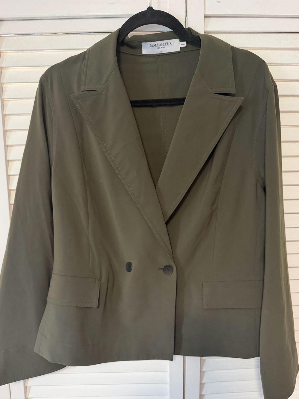 MM Lafleur Olive Blazer with Notched Lapels Size L